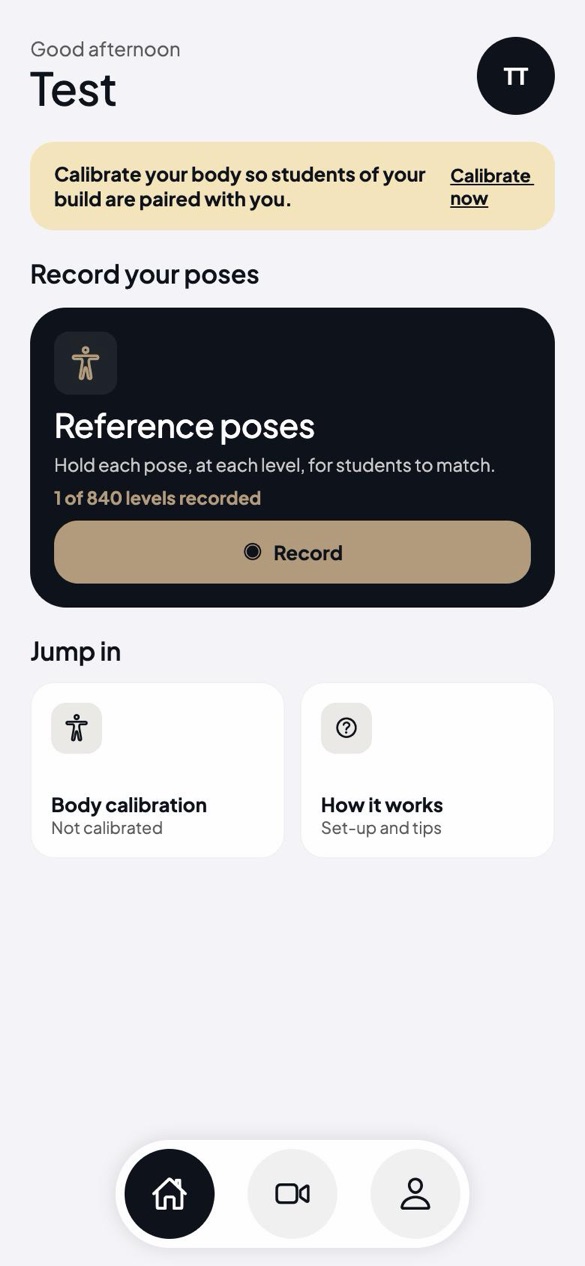 GoYogAI Coach home screen